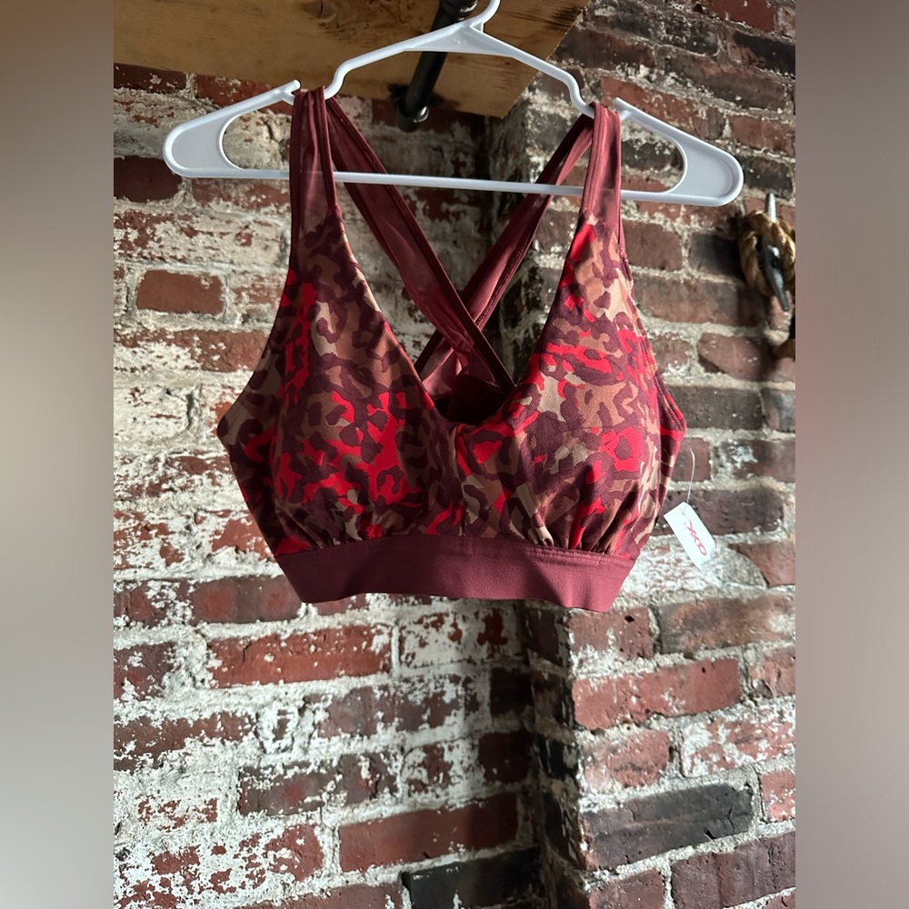 Size L Offline Red Leopard Print Sports Bra